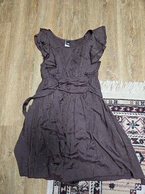 Simons Plum Ruffle-Sleeve Tie-Waist Mini Dress